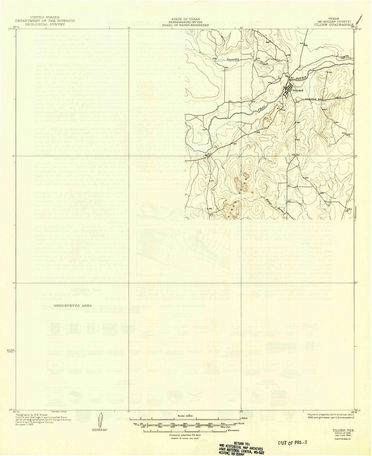 1930 Tilden, TX - Texas - USGS Topographic Map
