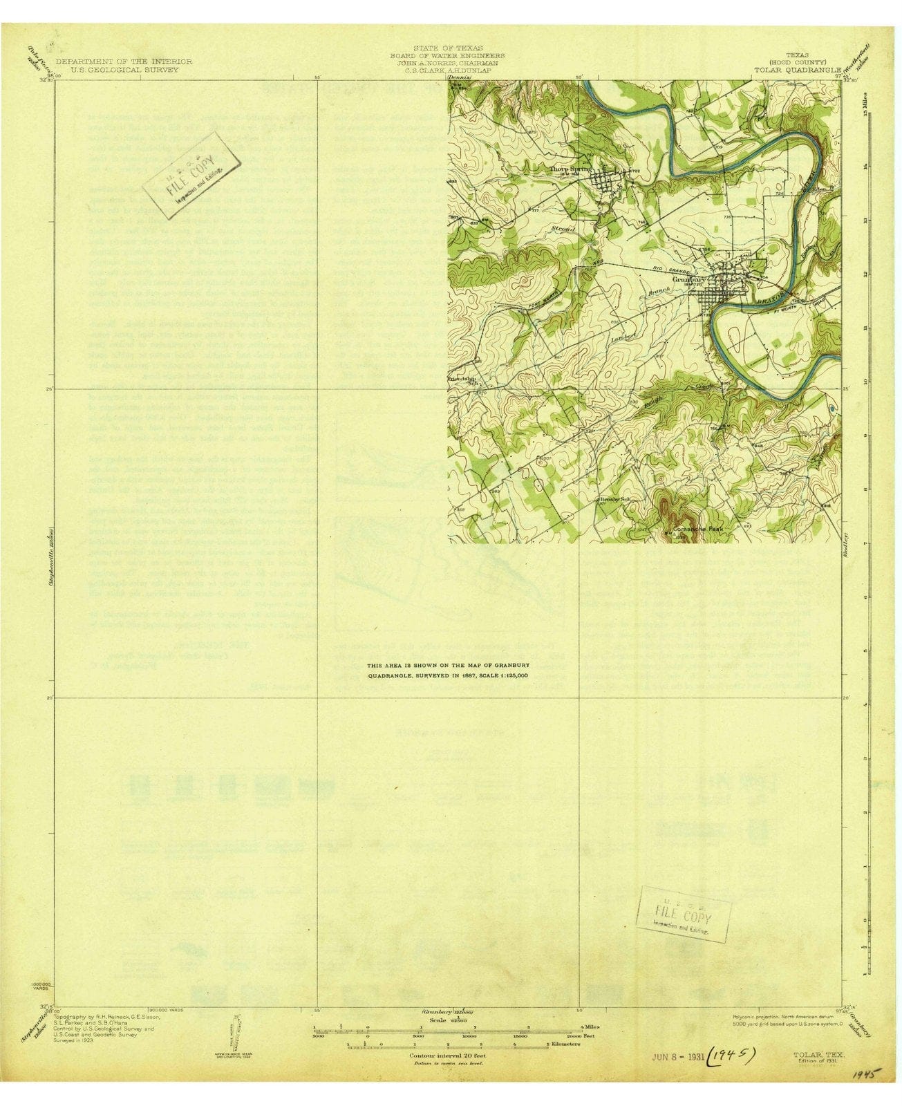 1931 Tolar, TX - Texas - USGS Topographic Map