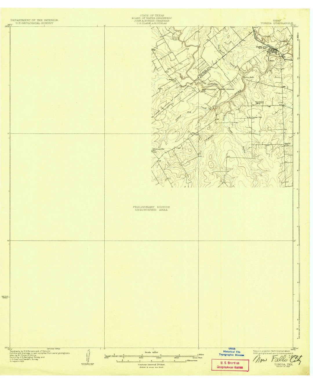 1931 Tordia, TX - Texas - USGS Topographic Map