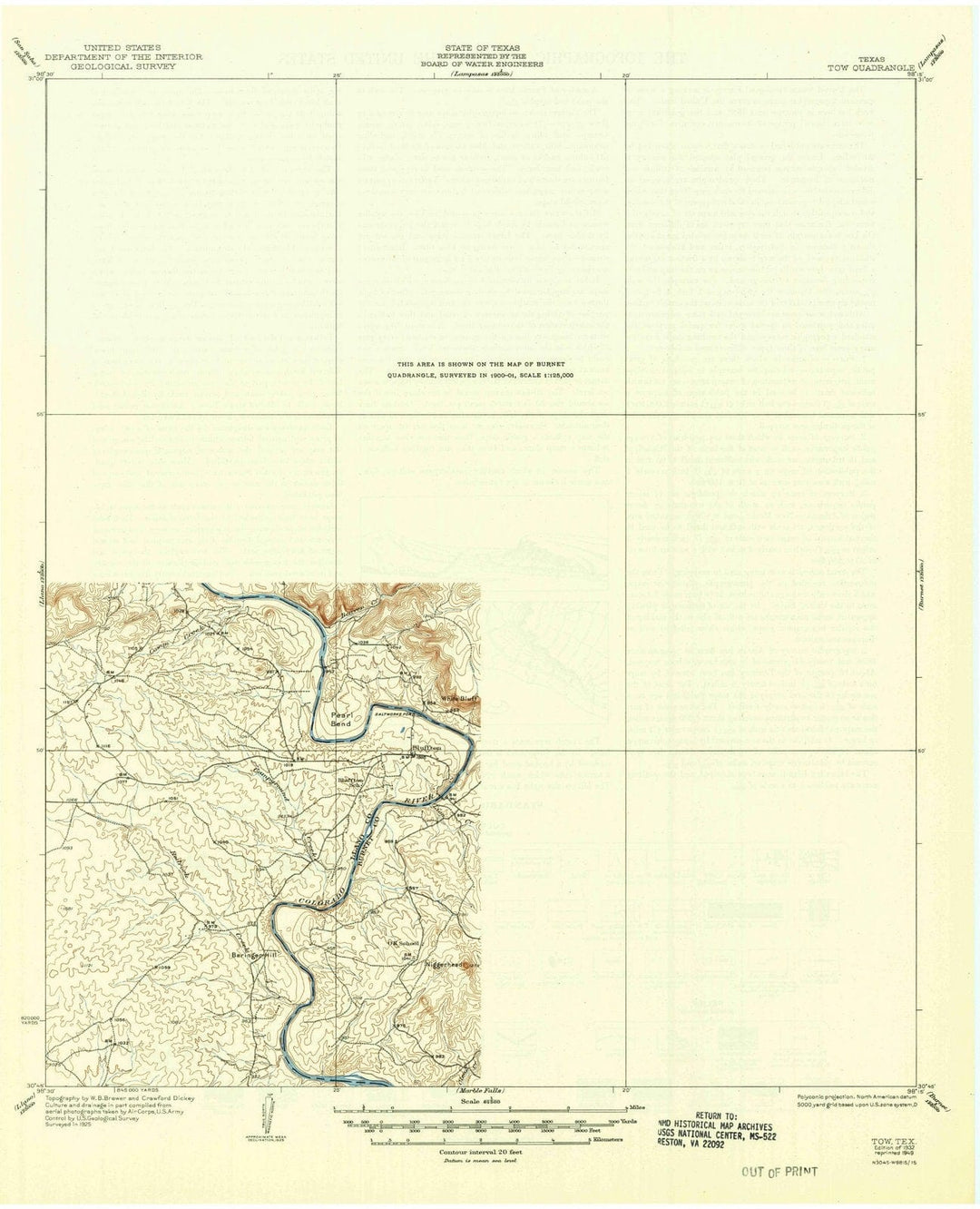 1932 Tow, TX - Texas - USGS Topographic Map