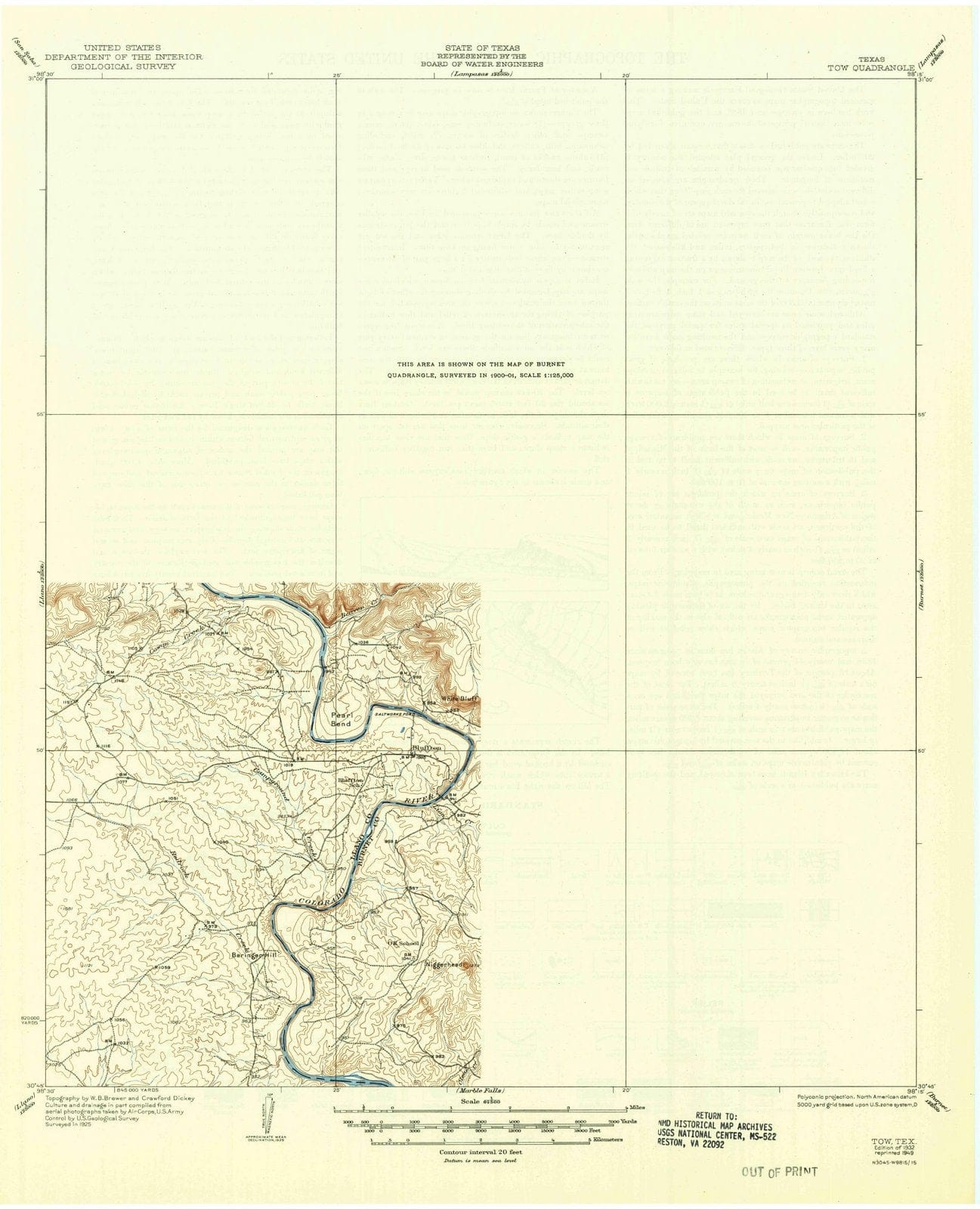 1932 Tow, TX - Texas - USGS Topographic Map