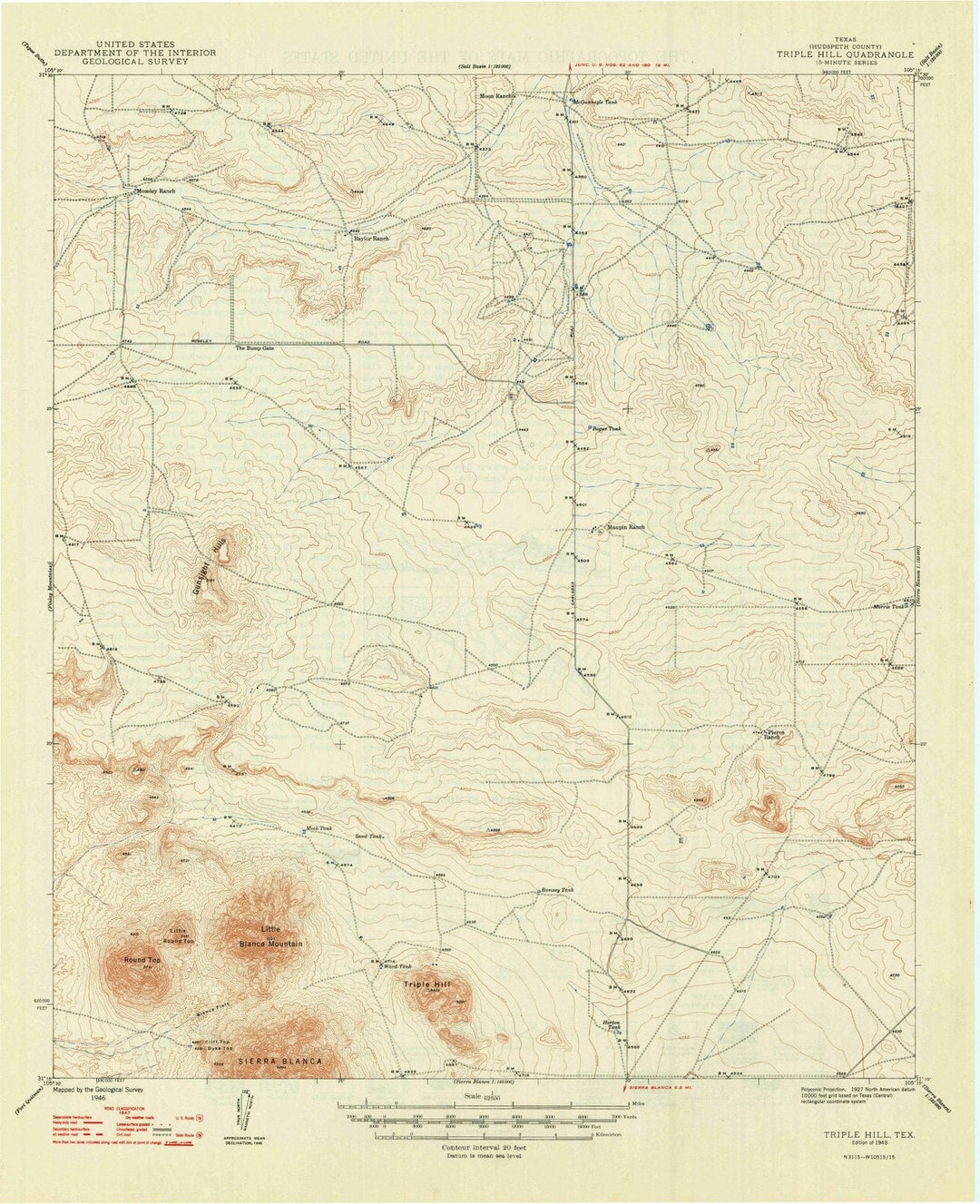 1948 Triple Hill, TX - Texas - USGS Topographic Map