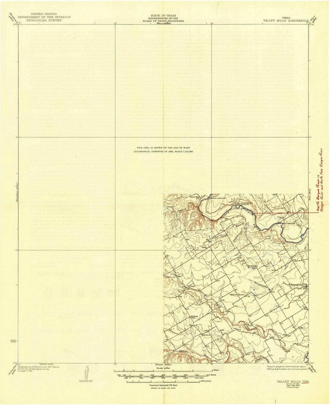 1931 Valley Mills, TX - Texas - USGS Topographic Map