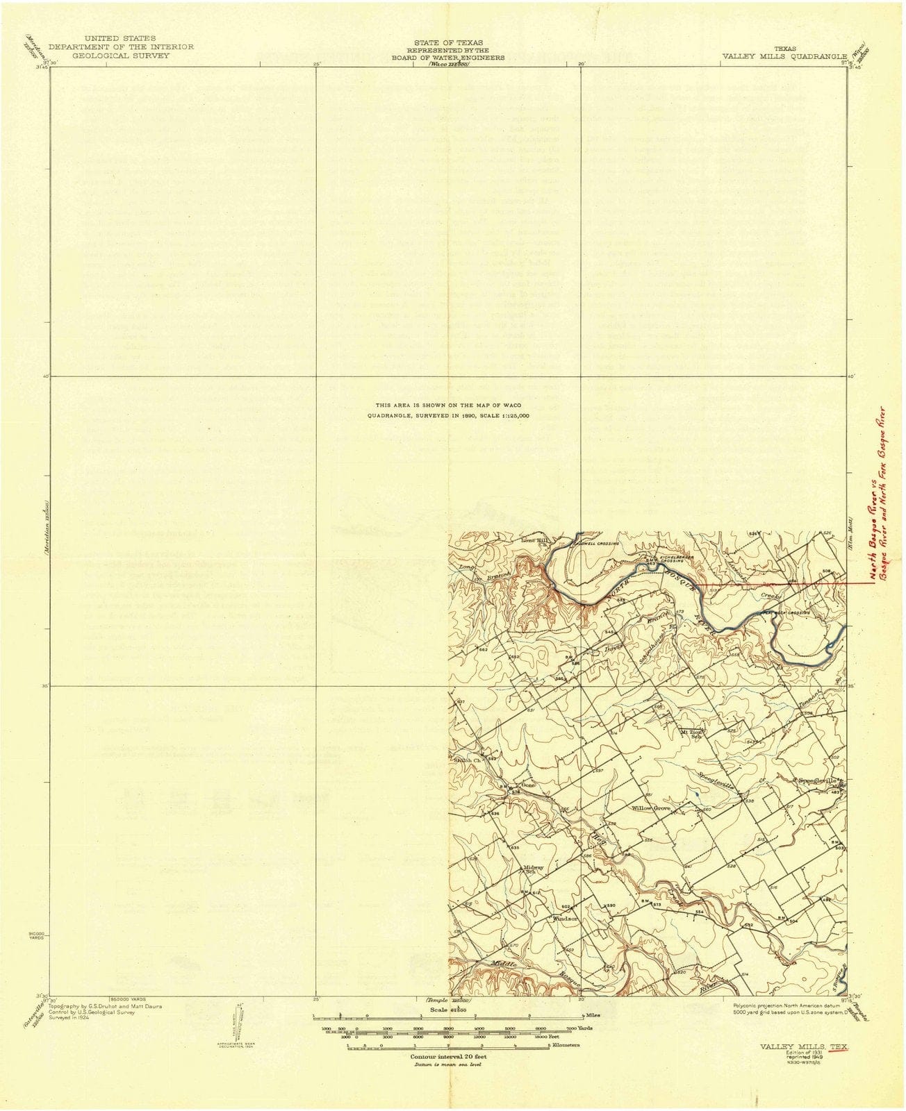 1931 Valley Mills, TX - Texas - USGS Topographic Map