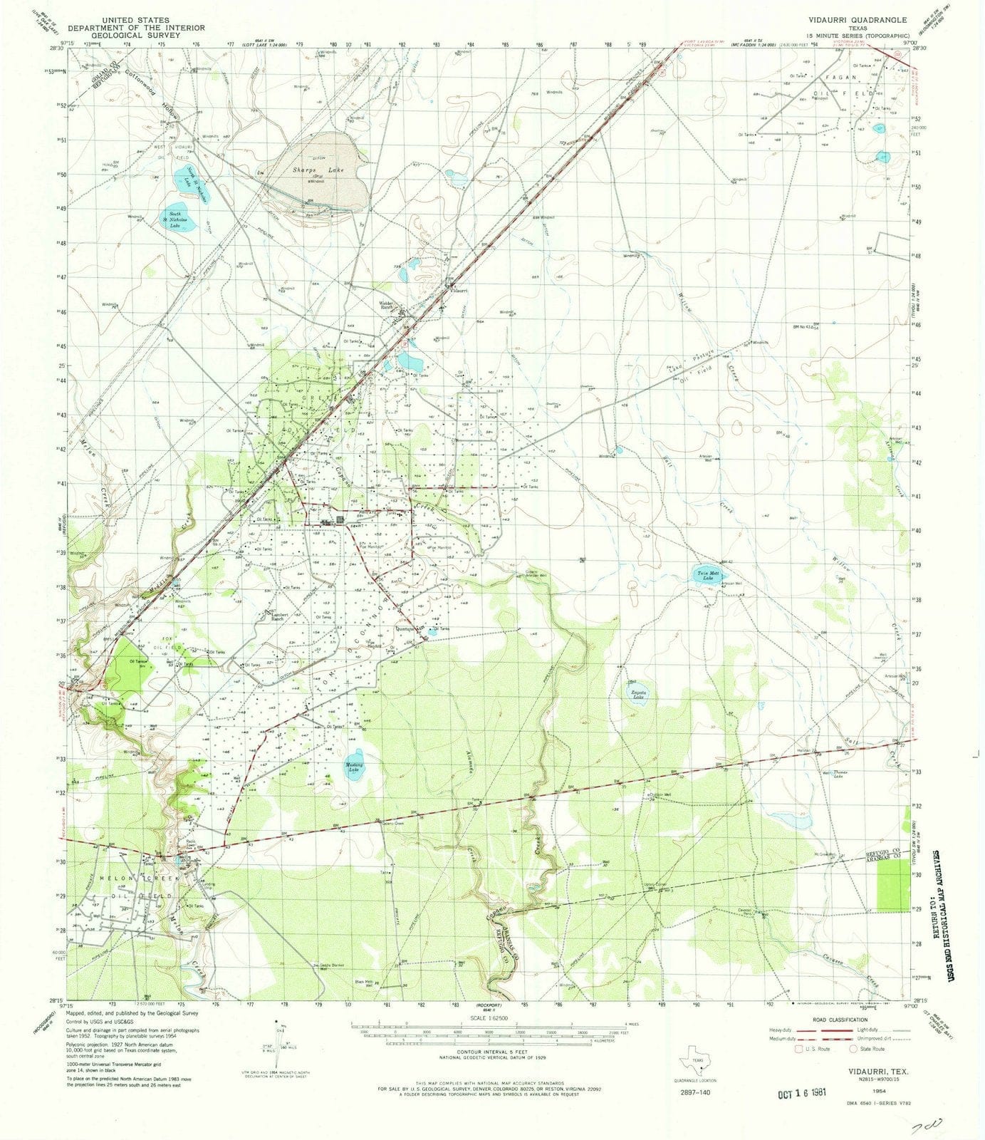1954 Vidaurri, TX - Texas - USGS Topographic Map