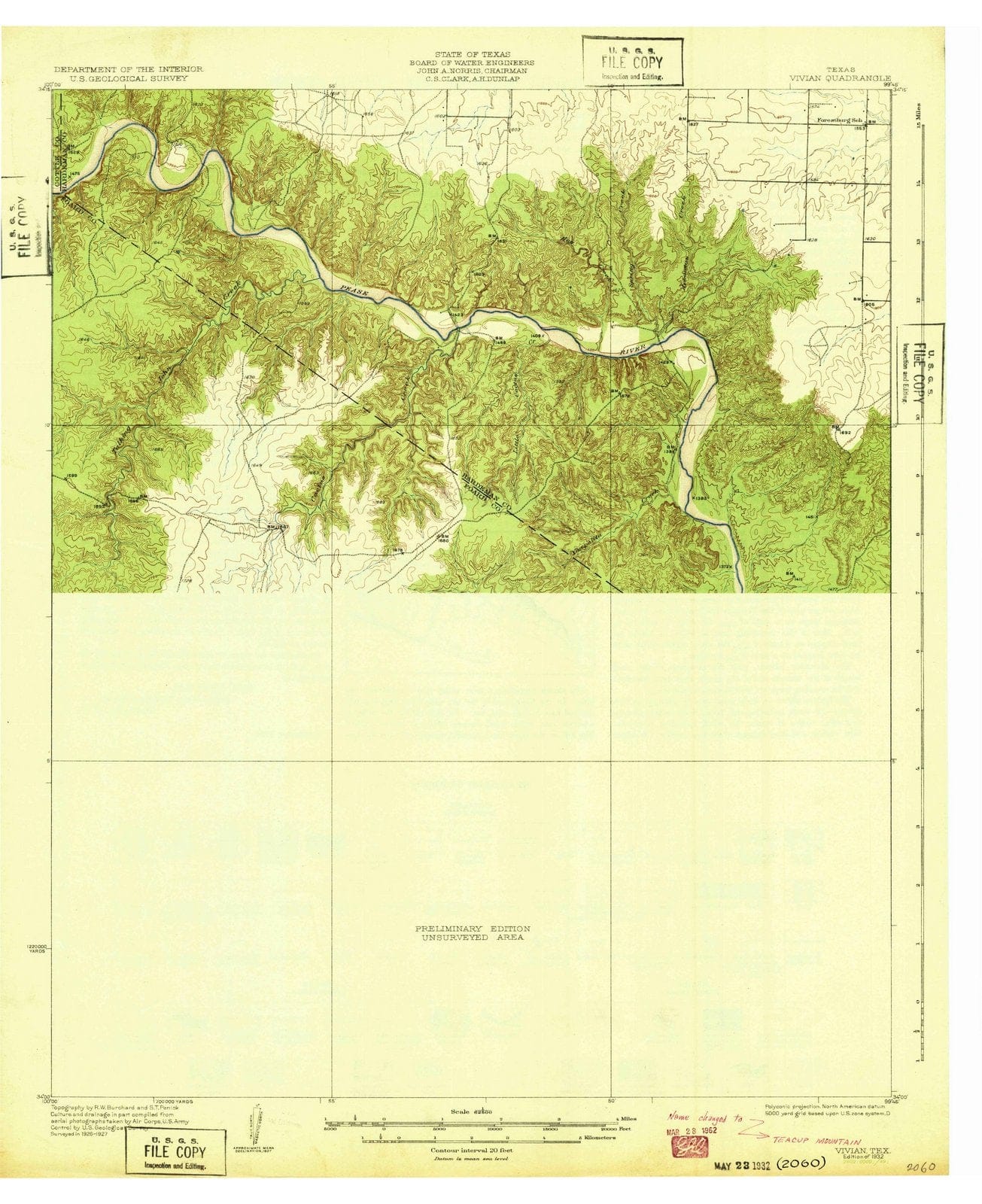 1932 Vivian, TX - Texas - USGS Topographic Map