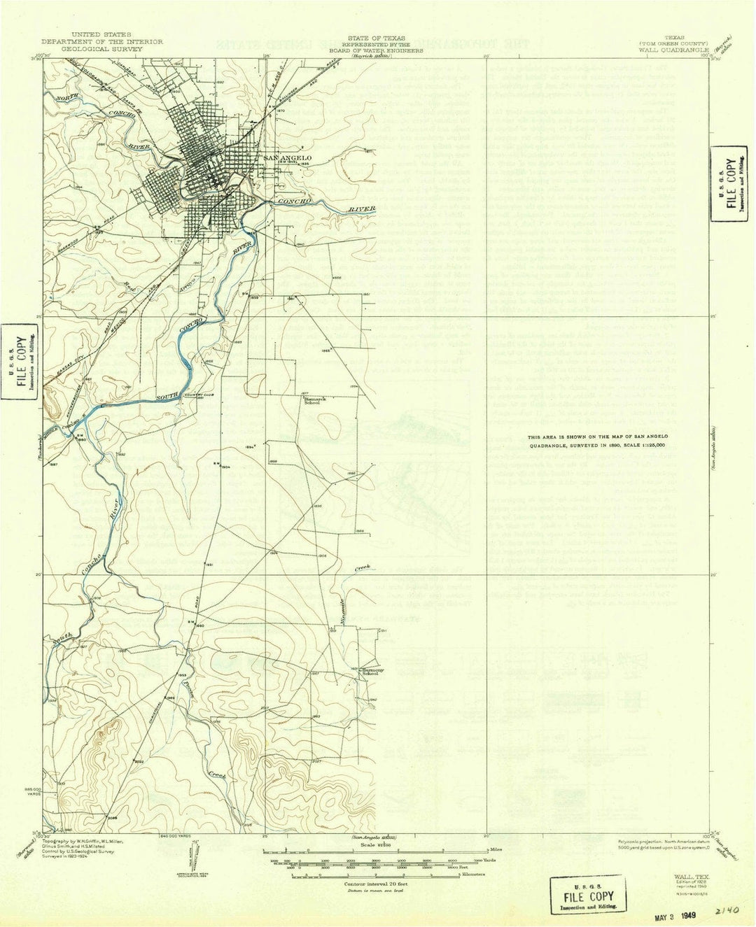 1928 Wall, TX - Texas - USGS Topographic Map