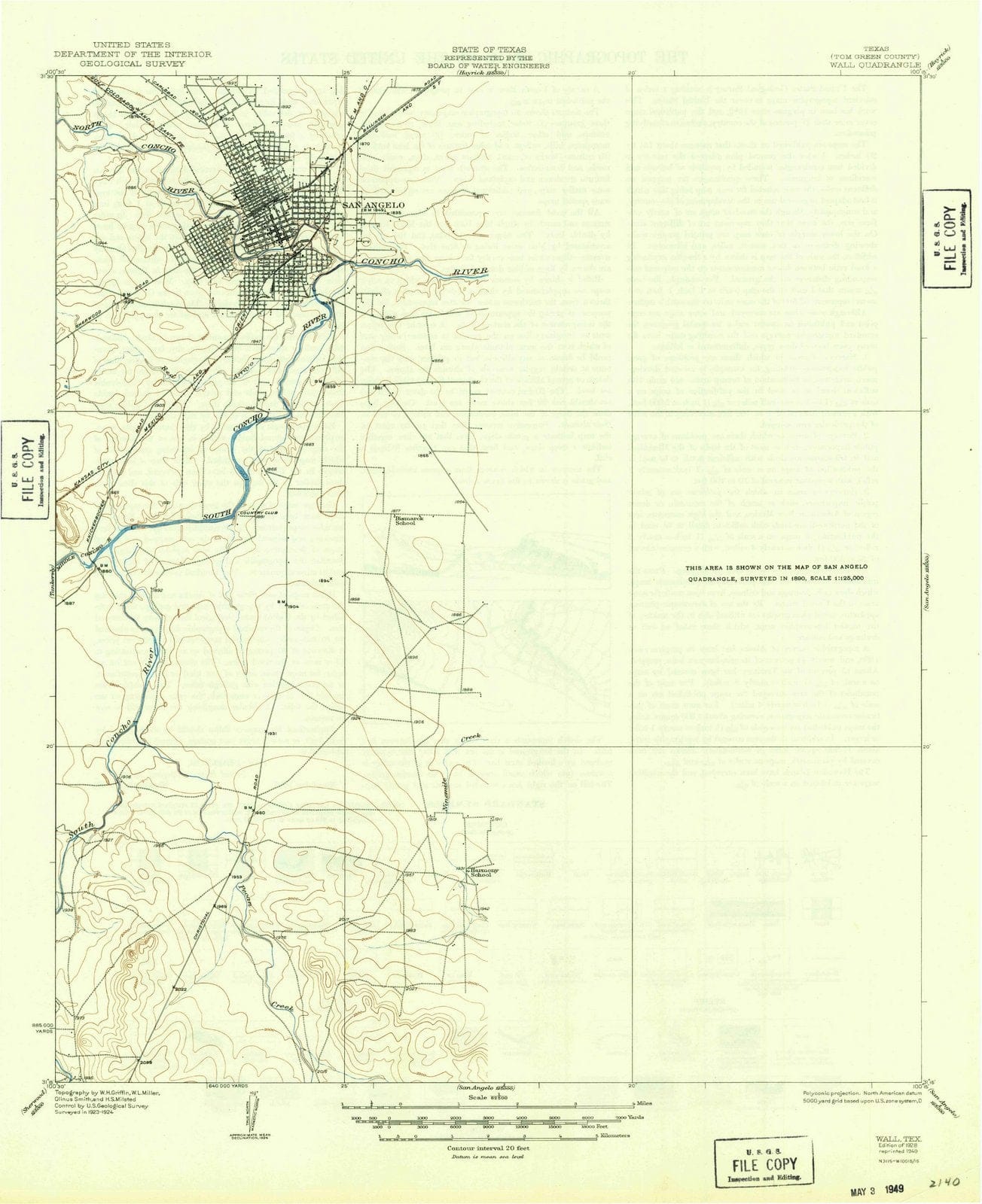 1928 Wall, TX - Texas - USGS Topographic Map