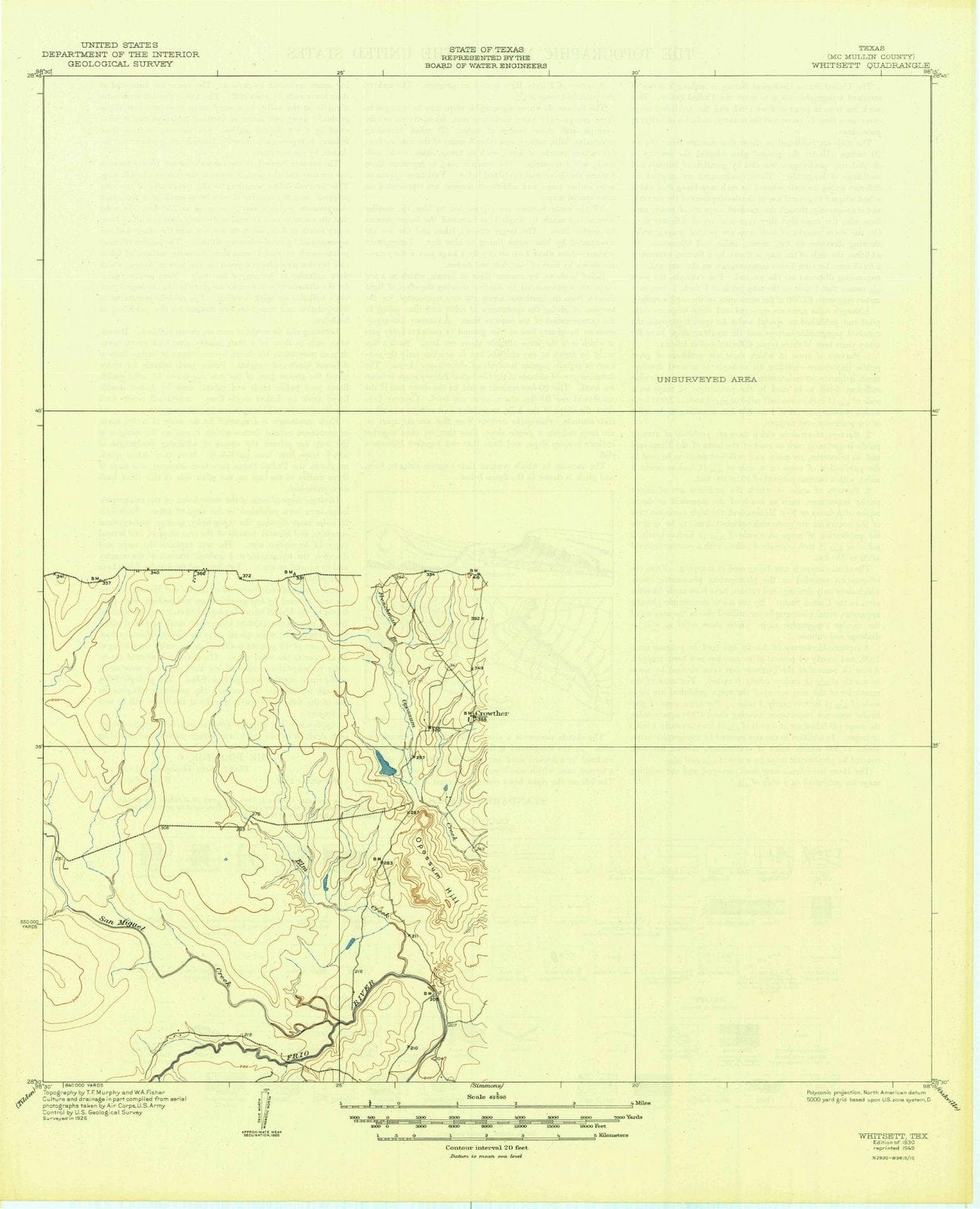 1930 Whitsett, TX - Texas - USGS Topographic Map