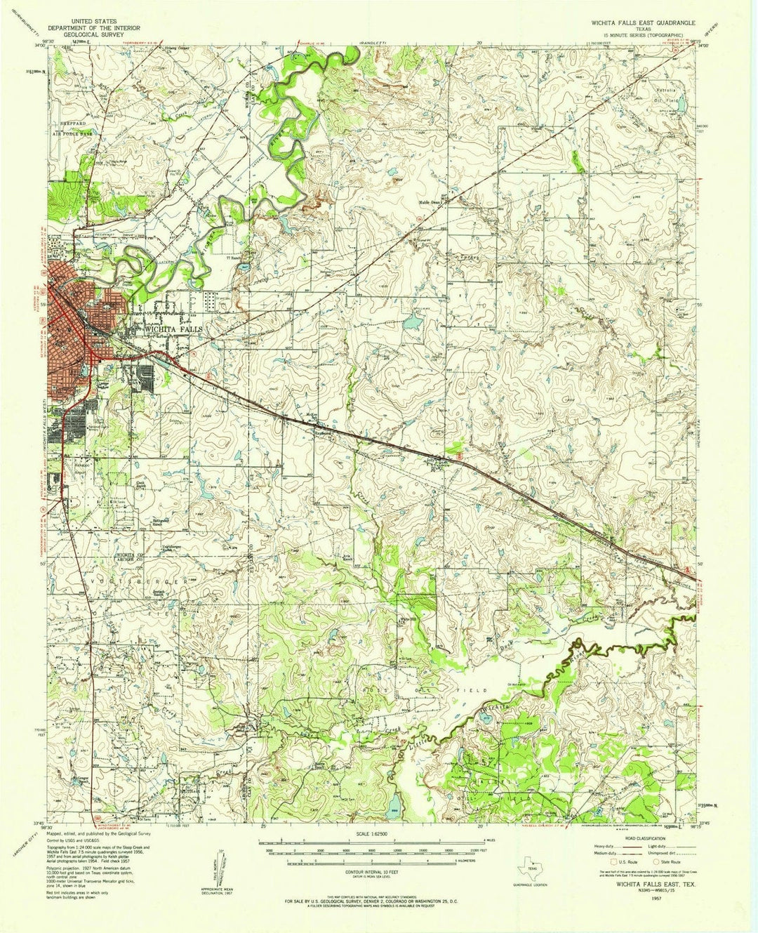 1957 Wichita Falls East, TX - Texas - USGS Topographic Map