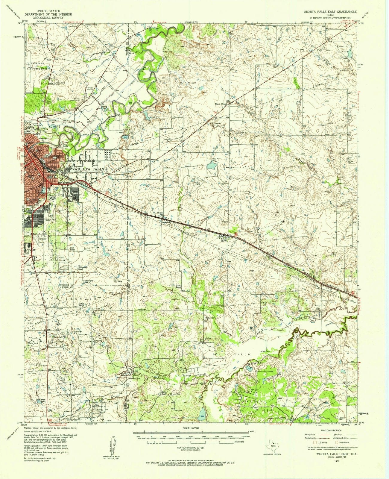 1957 Wichita Falls East, TX - Texas - USGS Topographic Map