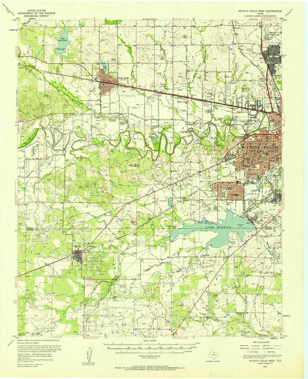 1957 Wichita Falls West, TX - Texas - USGS Topographic Map