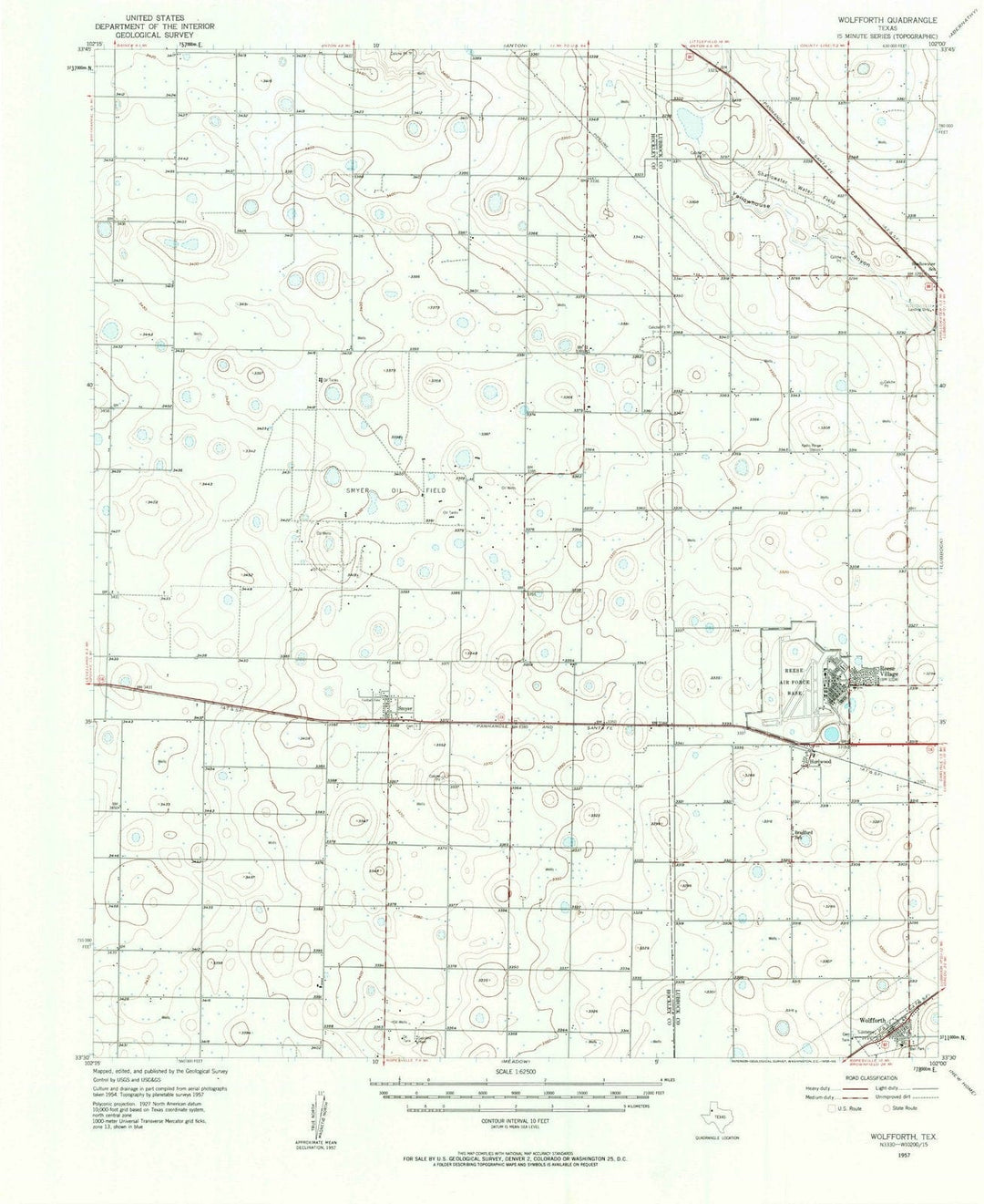 1957 Wolfforth, TX - Texas - USGS Topographic Map