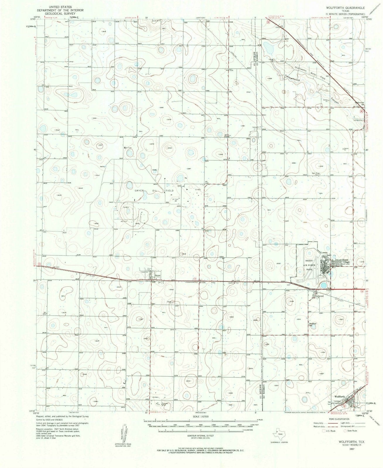 1957 Wolfforth, TX - Texas - USGS Topographic Map
