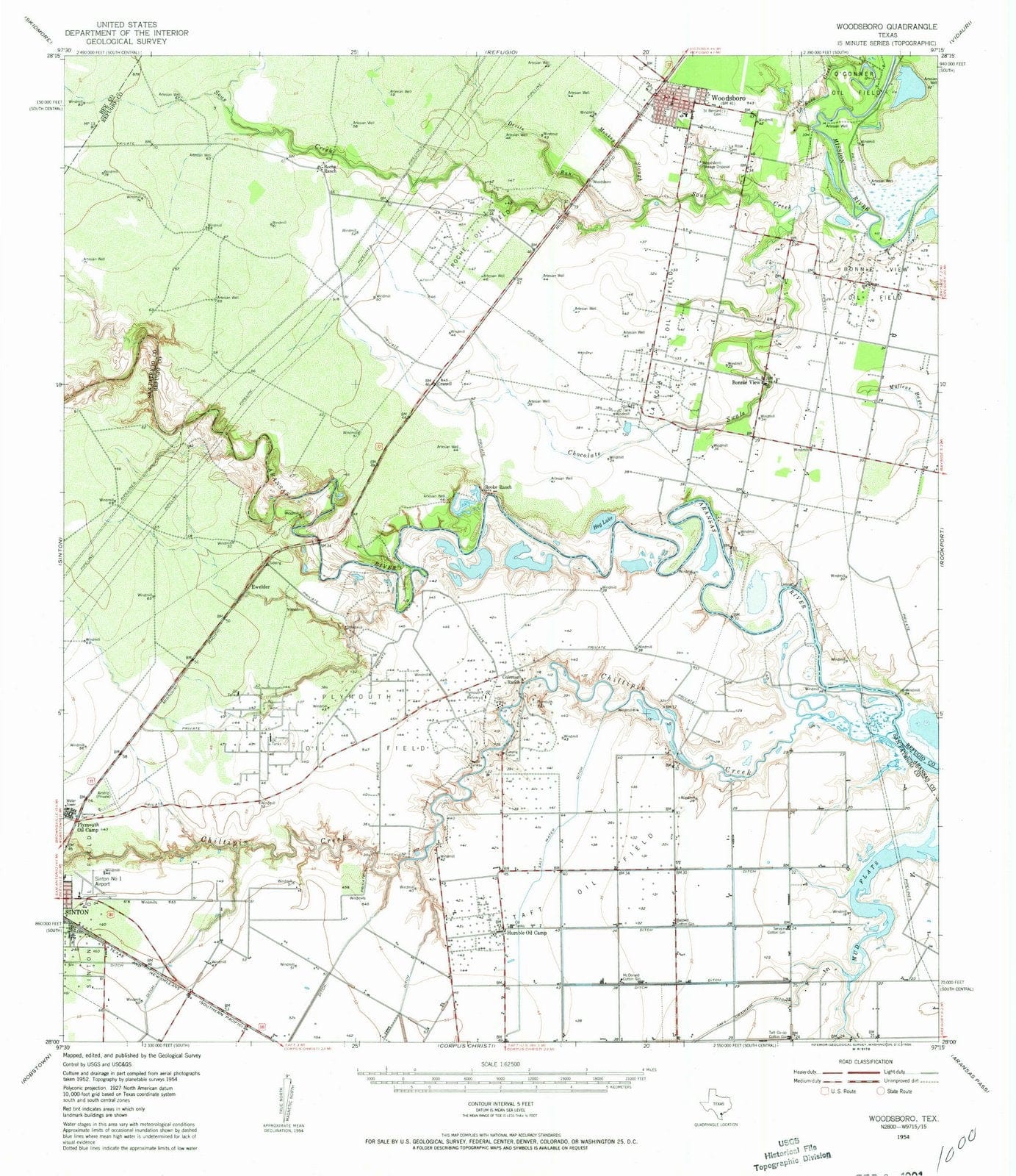 1954 Woodsboro, TX - Texas - USGS Topographic Map