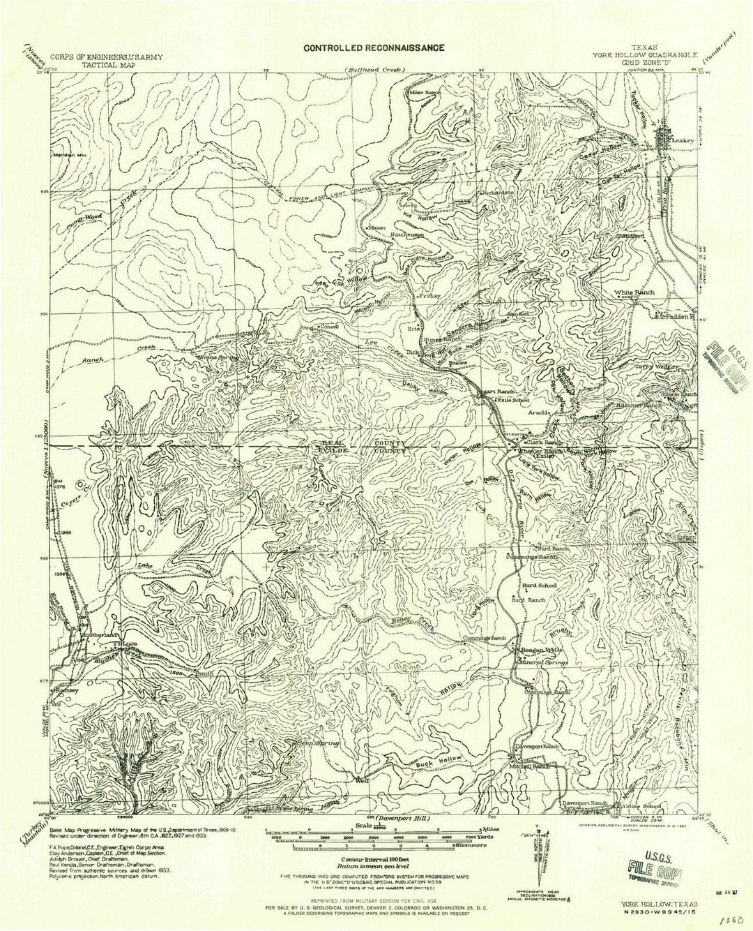 1957 York Hollow, TX - Texas - USGS Topographic Map