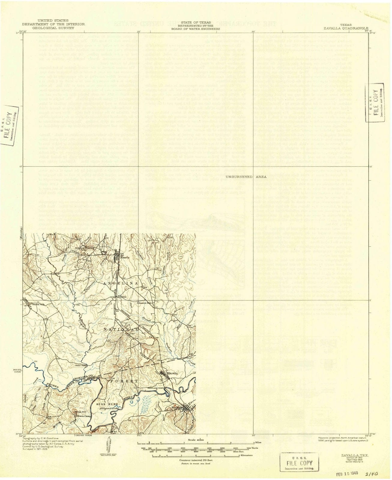1931 Zavalla, TX - Texas - USGS Topographic Map