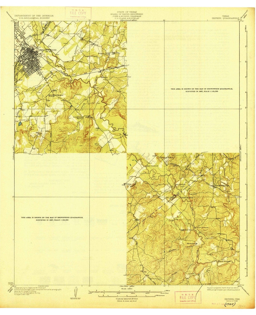 1928 Zephyr, TX - Texas - USGS Topographic Map