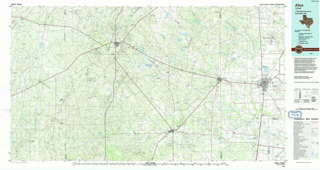 1985 Alice, TX - Texas - USGS Topographic Map