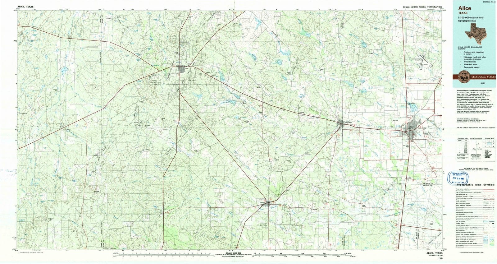 1985 Alice, TX - Texas - USGS Topographic Map