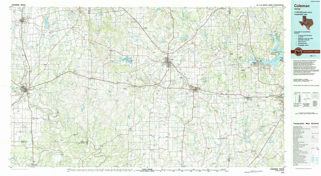 1985 Coleman, TX - Texas - USGS Topographic Map