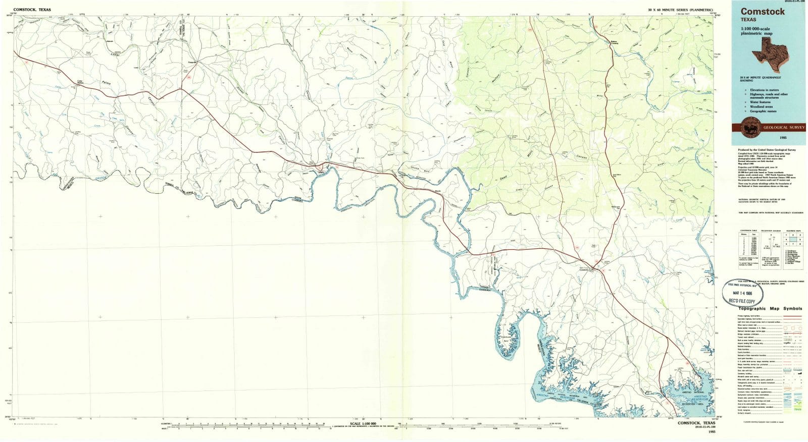 1985 Comstock, TX - Texas - USGS Topographic Map