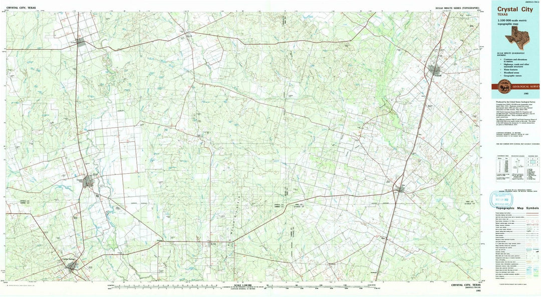 1985 Crystal City, TX - Texas - USGS Topographic Map