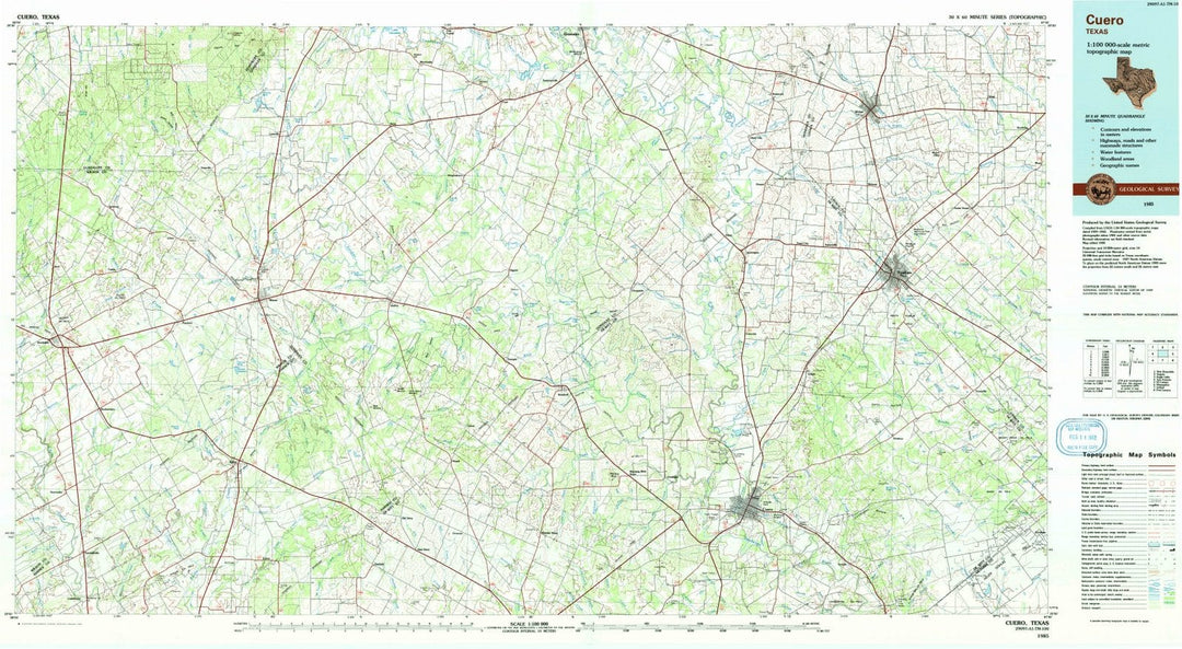 1985 Cuero, TX - Texas - USGS Topographic Map