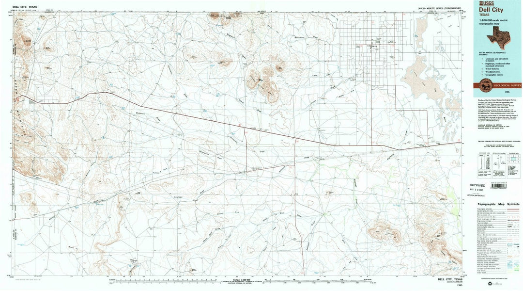 1985 Dell City, TX - Texas - USGS Topographic Map