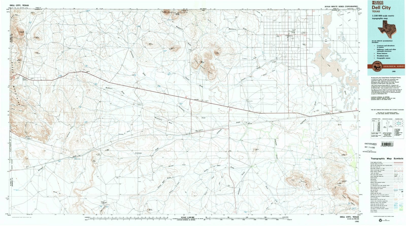 1985 Dell City, TX - Texas - USGS Topographic Map