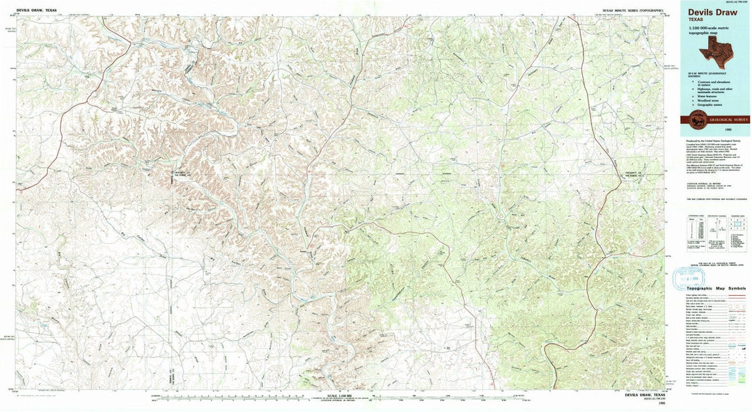 1985 Devilsraw, TX - Texas - USGS Topographic Map