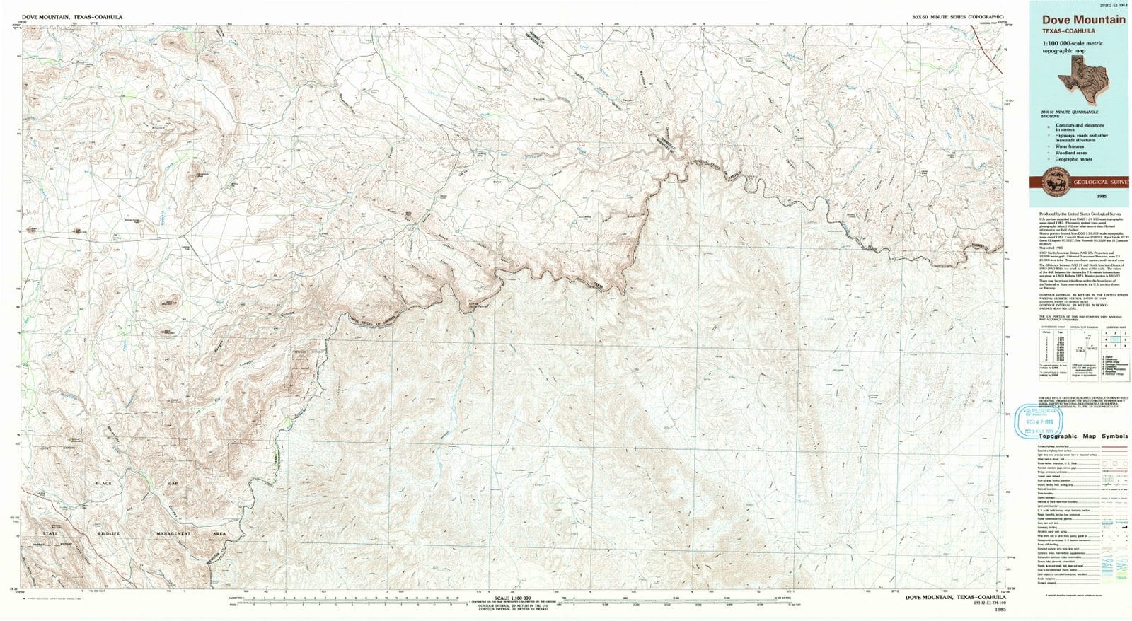 1985 Dove Mountain, TX - Texas - USGS Topographic Map