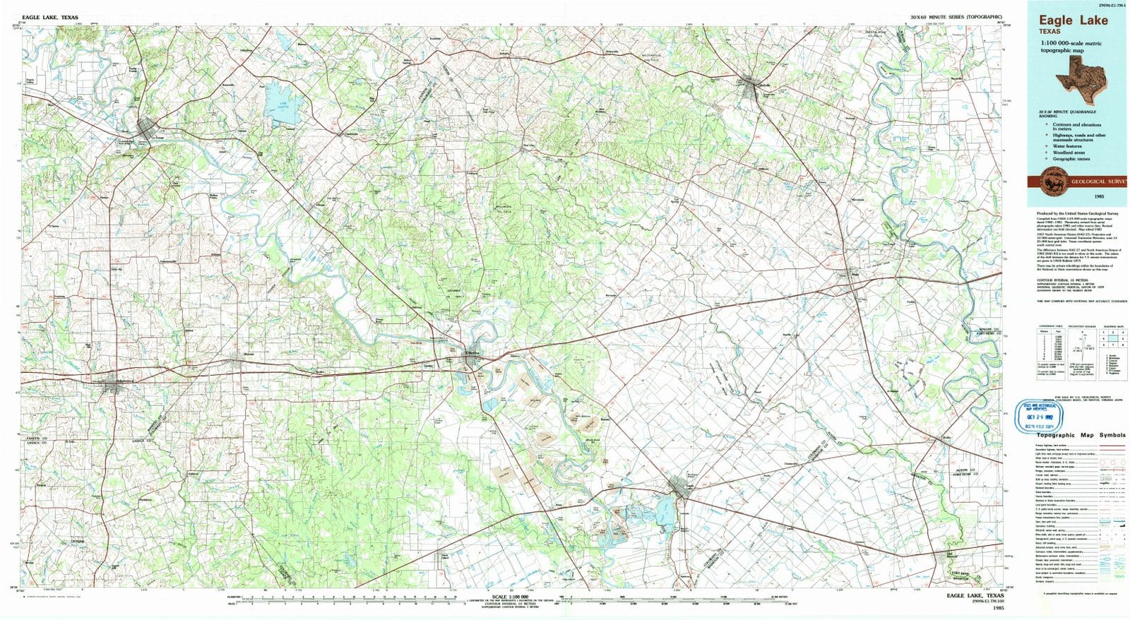 1985 Eagle Lake, TX - Texas - USGS Topographic Map