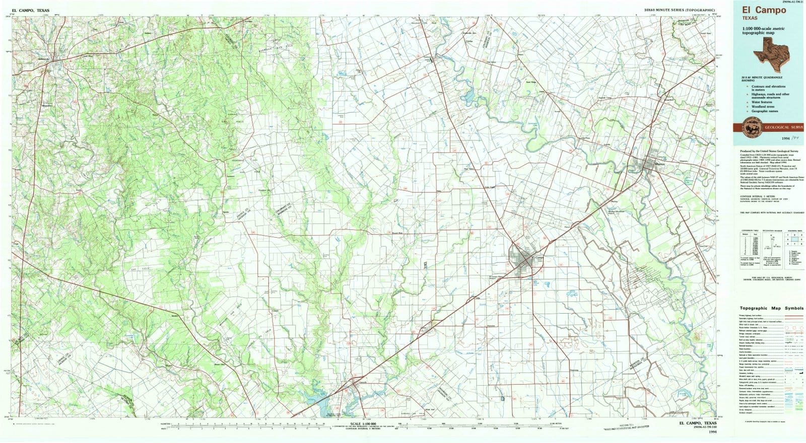 1994 El Campo, TX - Texas - USGS Topographic Map