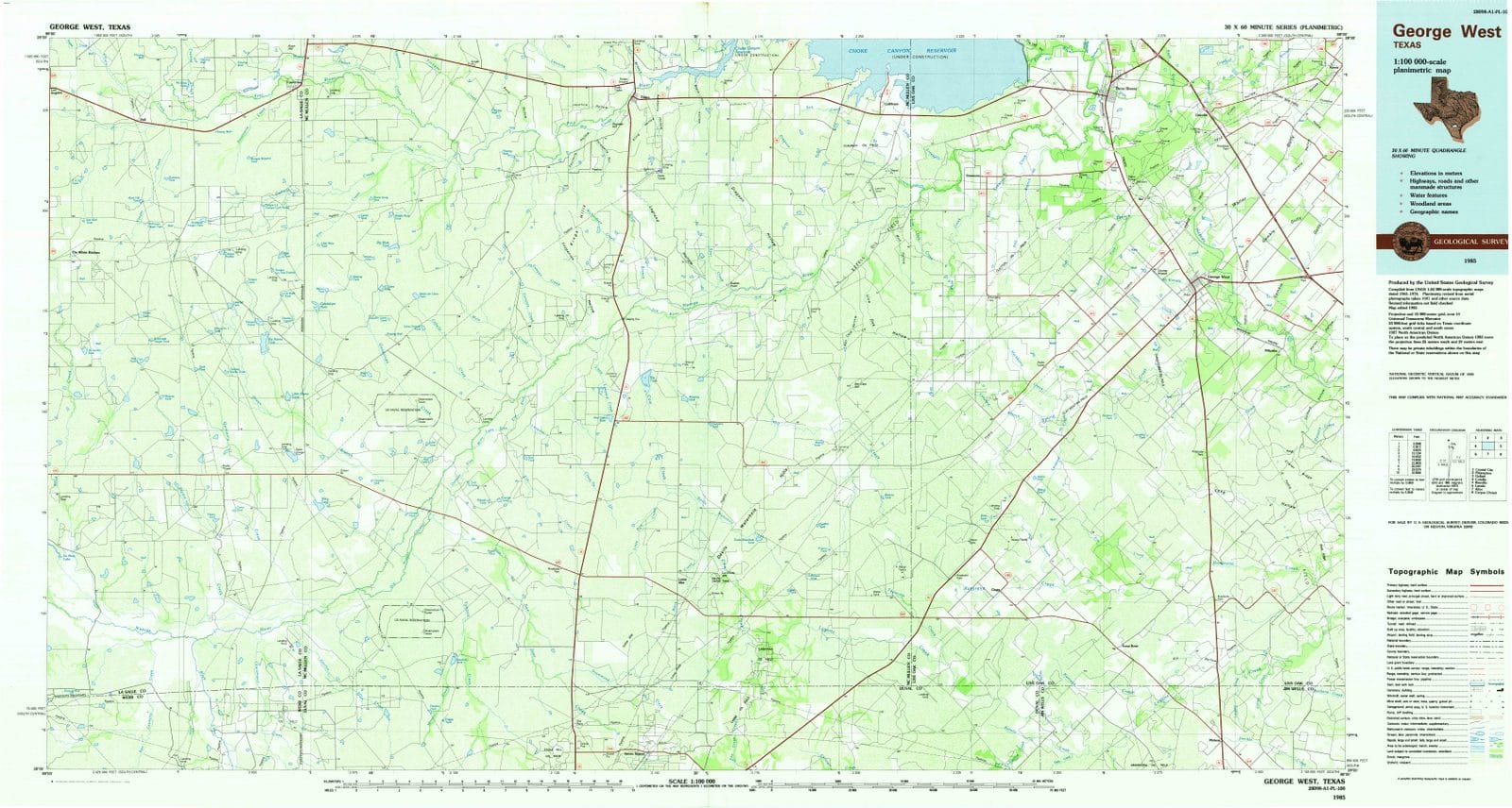 1985 George West, TX - Texas - USGS Topographic Map