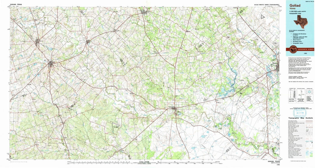 1985 Goliad, TX - Texas - USGS Topographic Map