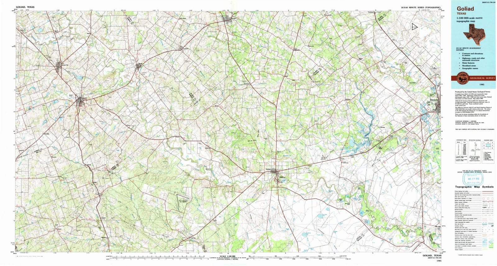 1985 Goliad, TX - Texas - USGS Topographic Map