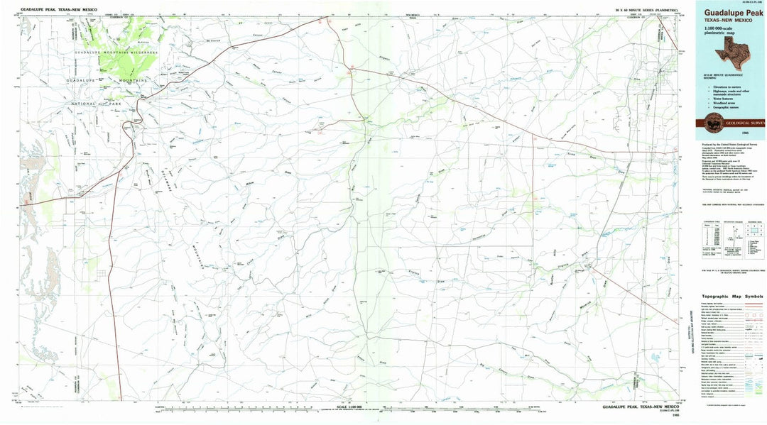 1985 Guadalupe Peak, TX - Texas - USGS Topographic Map
