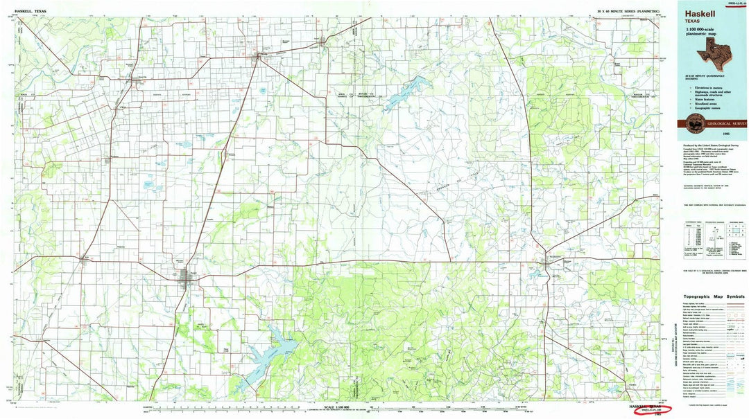 1985 Haskell, TX - Texas - USGS Topographic Map