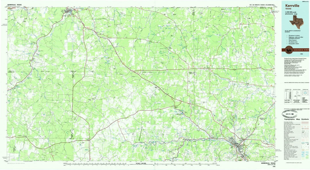 1985 Kerrville, TX - Texas - USGS Topographic Map