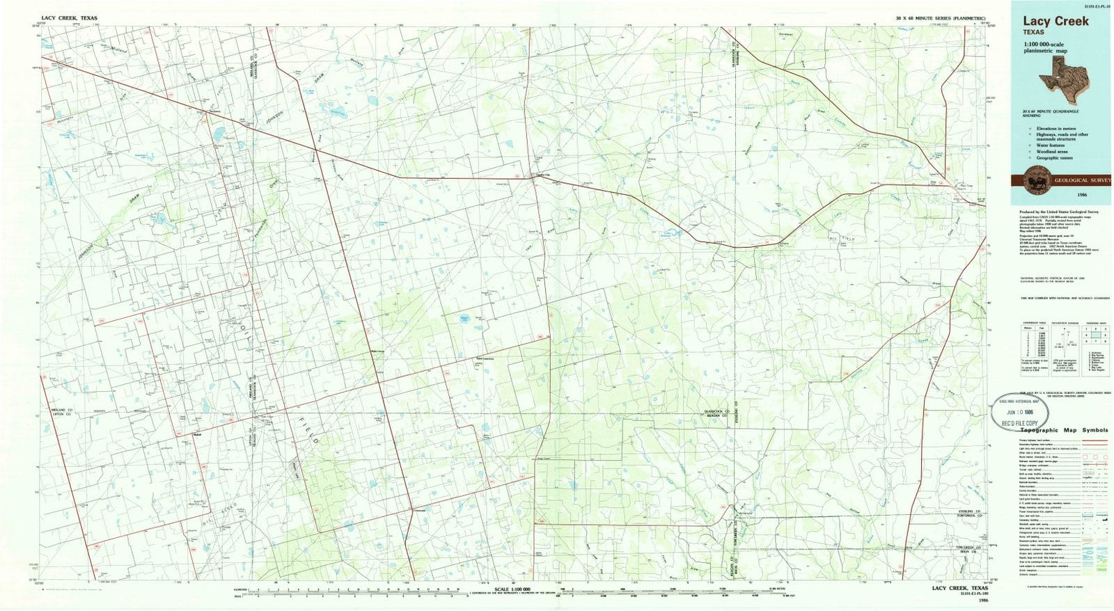 1986 Lacy Creek, TX - Texas - USGS Topographic Map