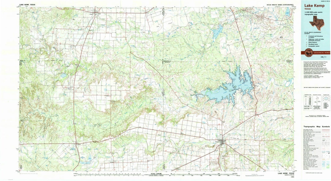 1985 Lake Kemp, TX - Texas - USGS Topographic Map