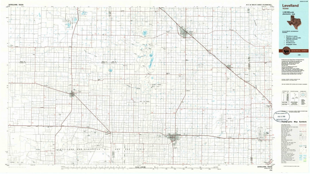 1985 Levelland, TX - Texas - USGS Topographic Map
