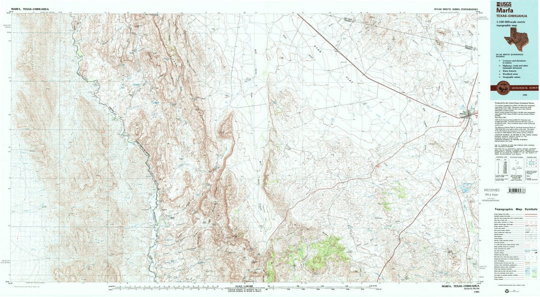 1985 Marfa, TX - Texas - USGS Topographic Map