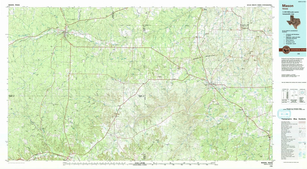 1985 Mason, TX - Texas - USGS Topographic Map