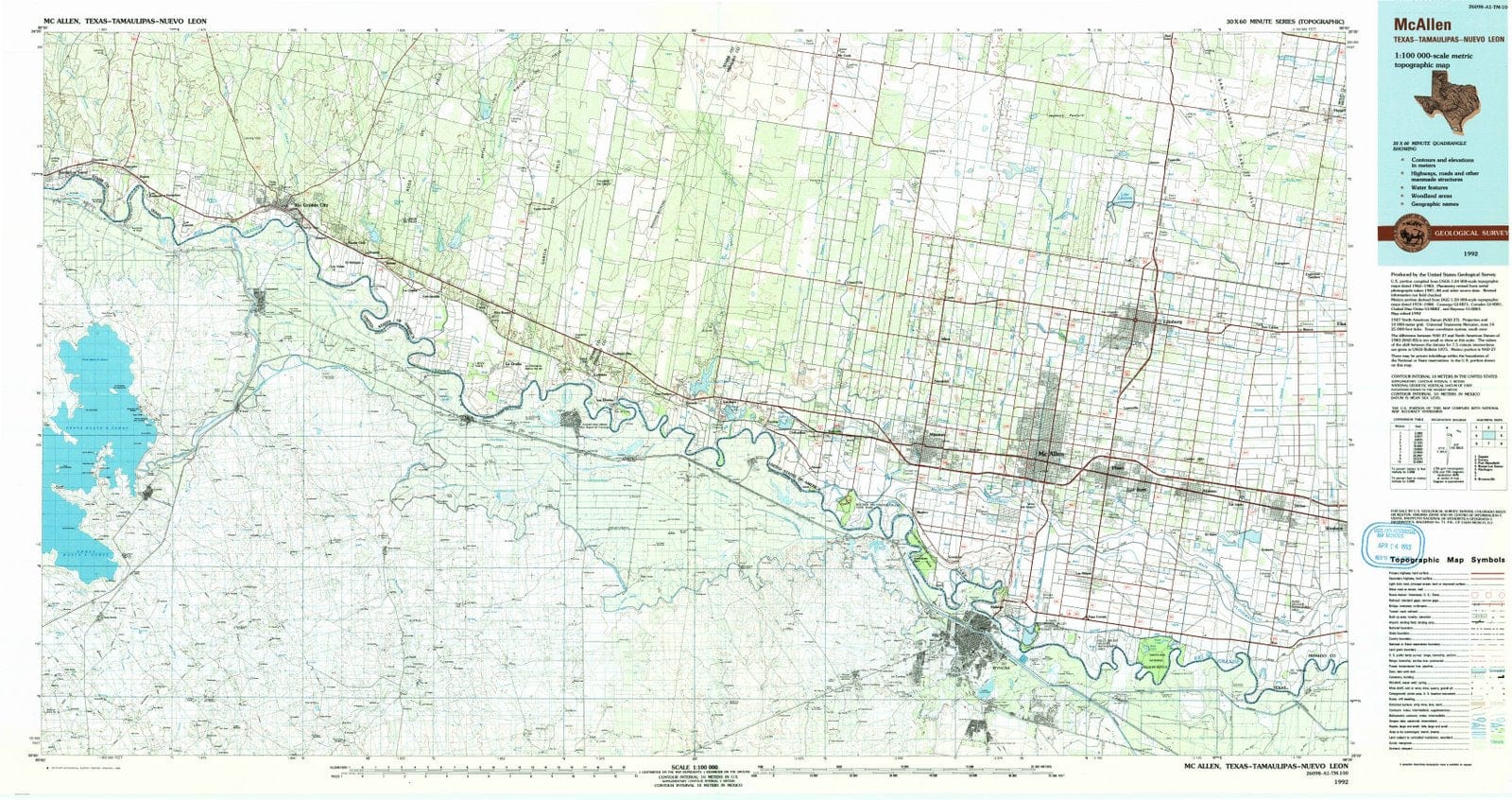 1992 Mc Allen, TX - Texas - USGS Topographic Map