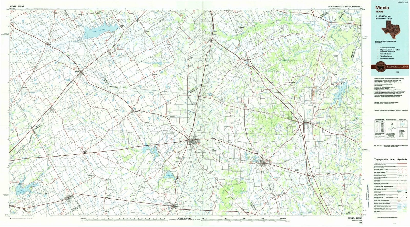 1985 Mexia, TX - Texas - USGS Topographic Map