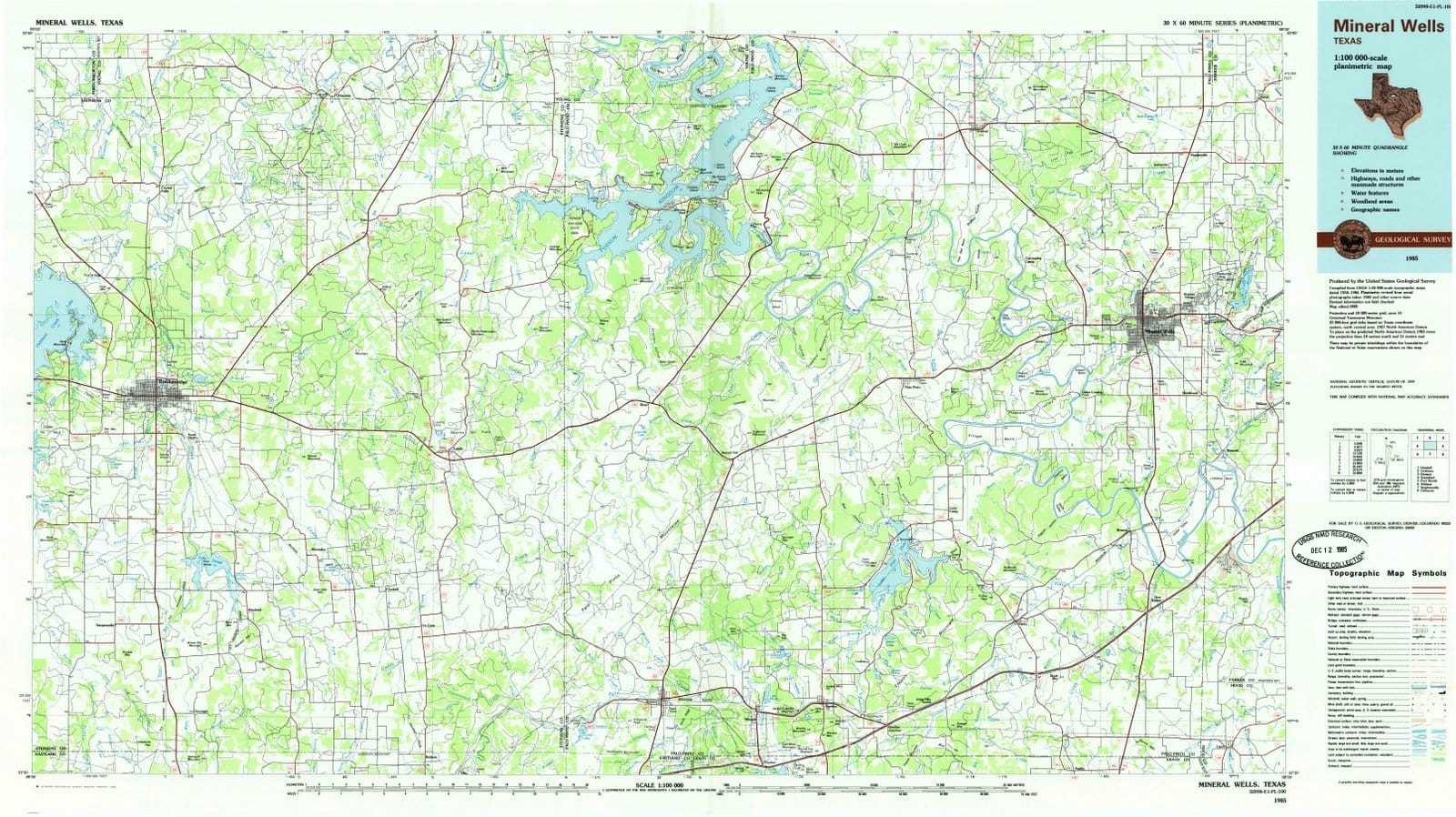 1985 Mineral Wells, TX - Texas - USGS Topographic Map