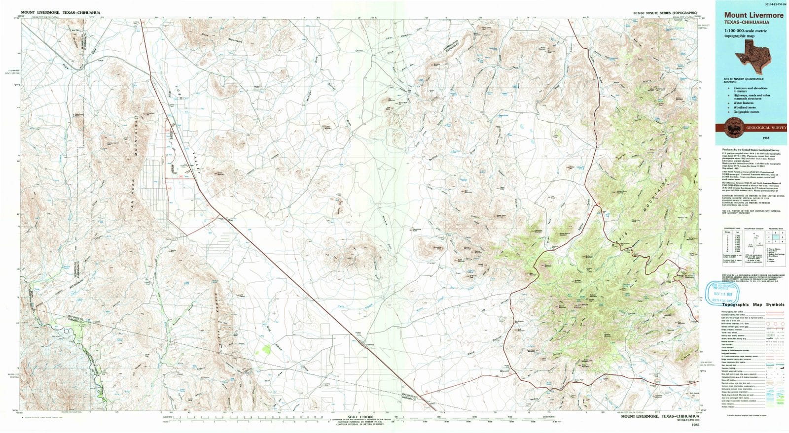 1985 Mount Livermore, TX - Texas - USGS Topographic Map