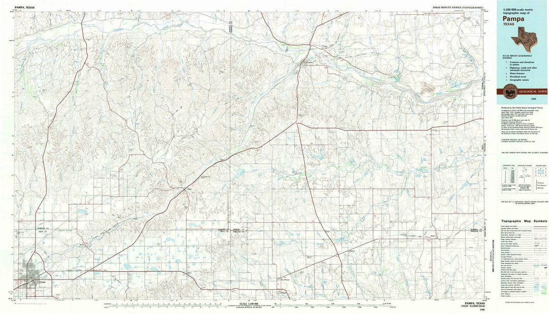1982 Pampa, TX - Texas - USGS Topographic Map